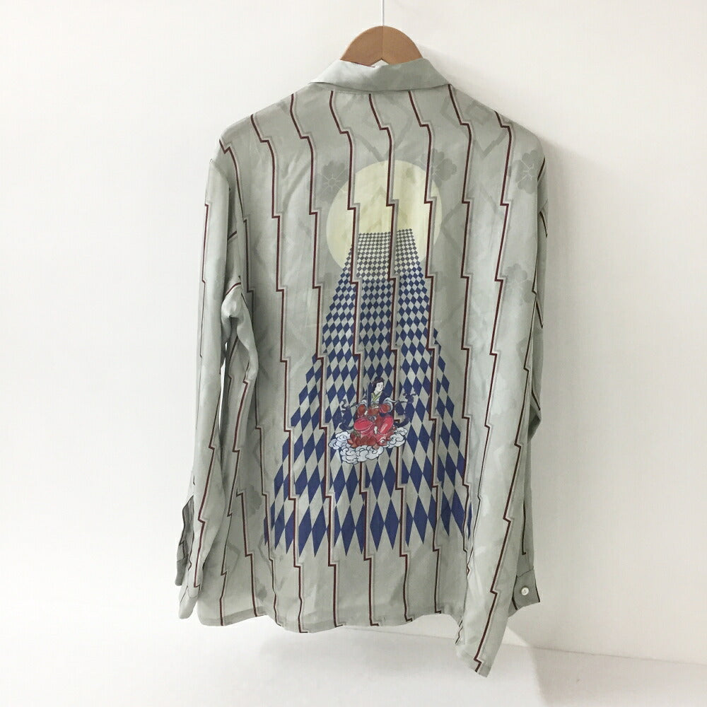 NIPOALOHA N25-SCLSH03 Long Sleeve Aloha Shirt Gray Size 2