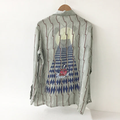 NIPOALOHA N25-SCLSH03 Long Sleeve Aloha Shirt Gray Size 2