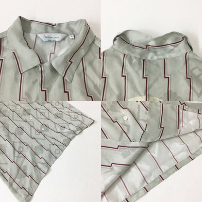 NIPOALOHA N25-SCLSH03 Long Sleeve Aloha Shirt Gray Size 2