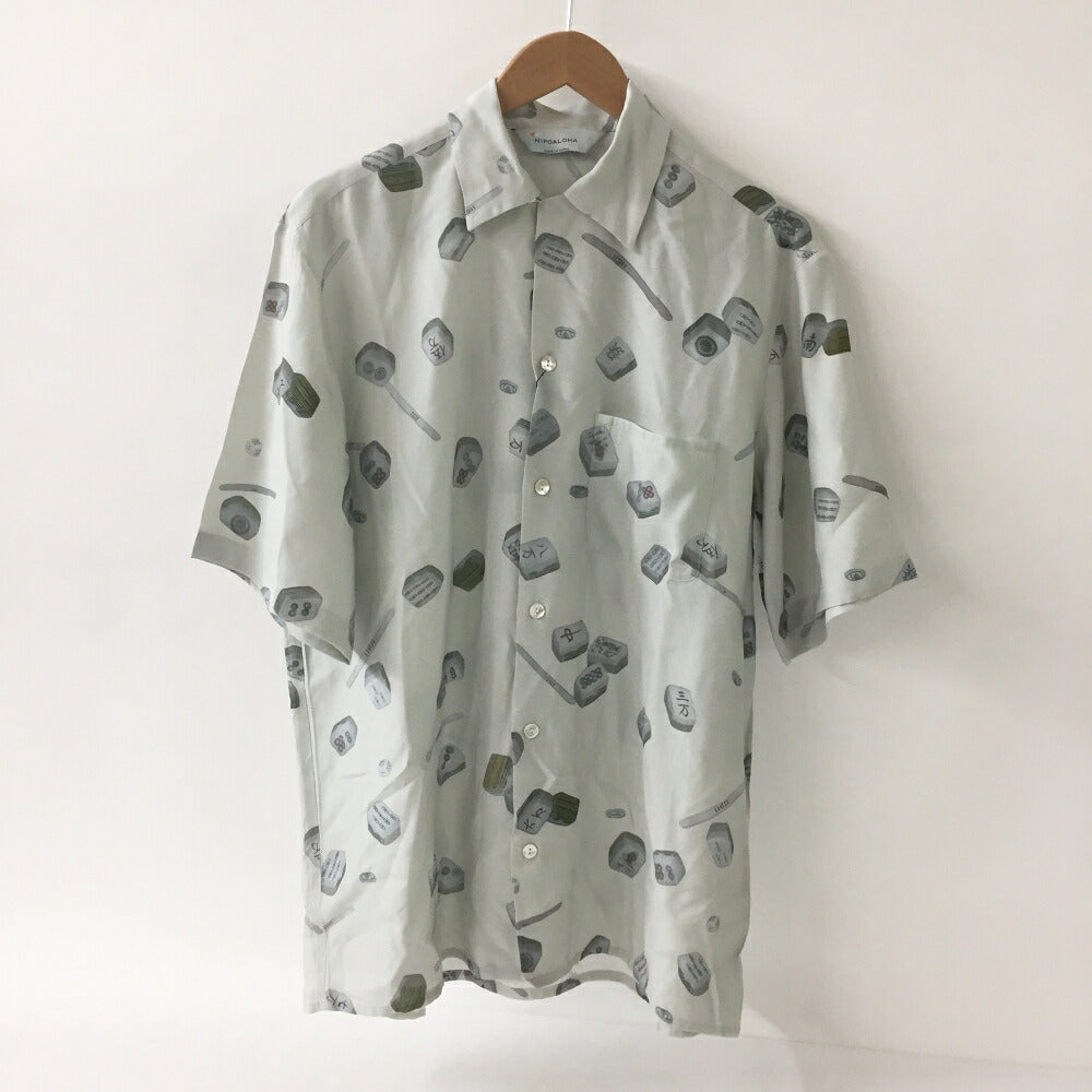 NIPOALOHA N25-RSH04 Short Sleeve Aloha Shirt Gray Size 2