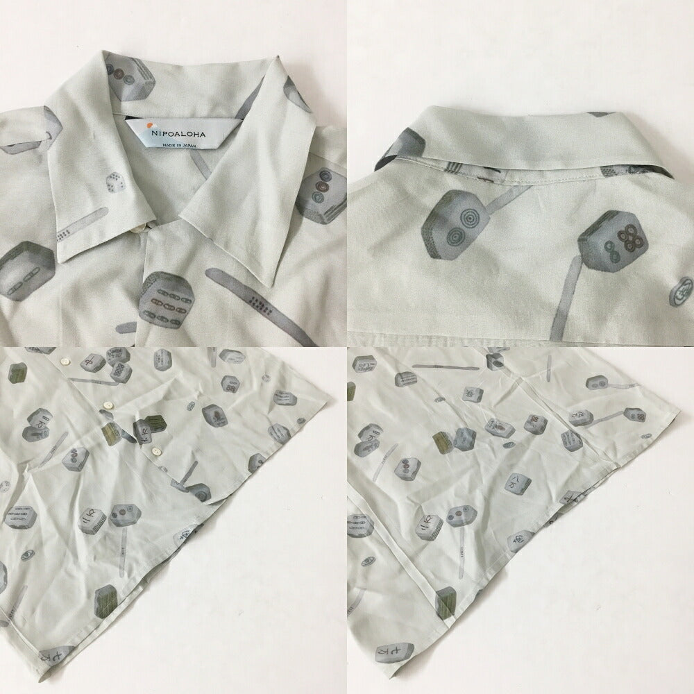 NIPOALOHA N25-RSH04 Short Sleeve Aloha Shirt Gray Size 2
