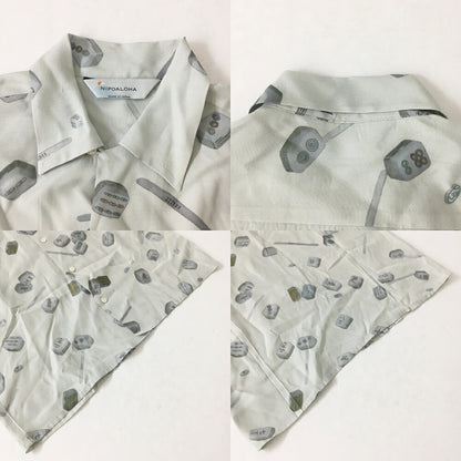 NIPOALOHA N25-RSH04 Short Sleeve Aloha Shirt Gray Size 2