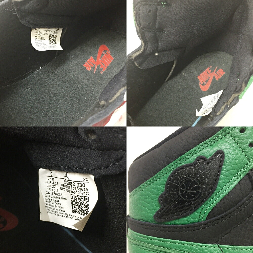 NIKE AIR JORDAN 1 Retro High OG "Pine Green" Sneakers Size 9