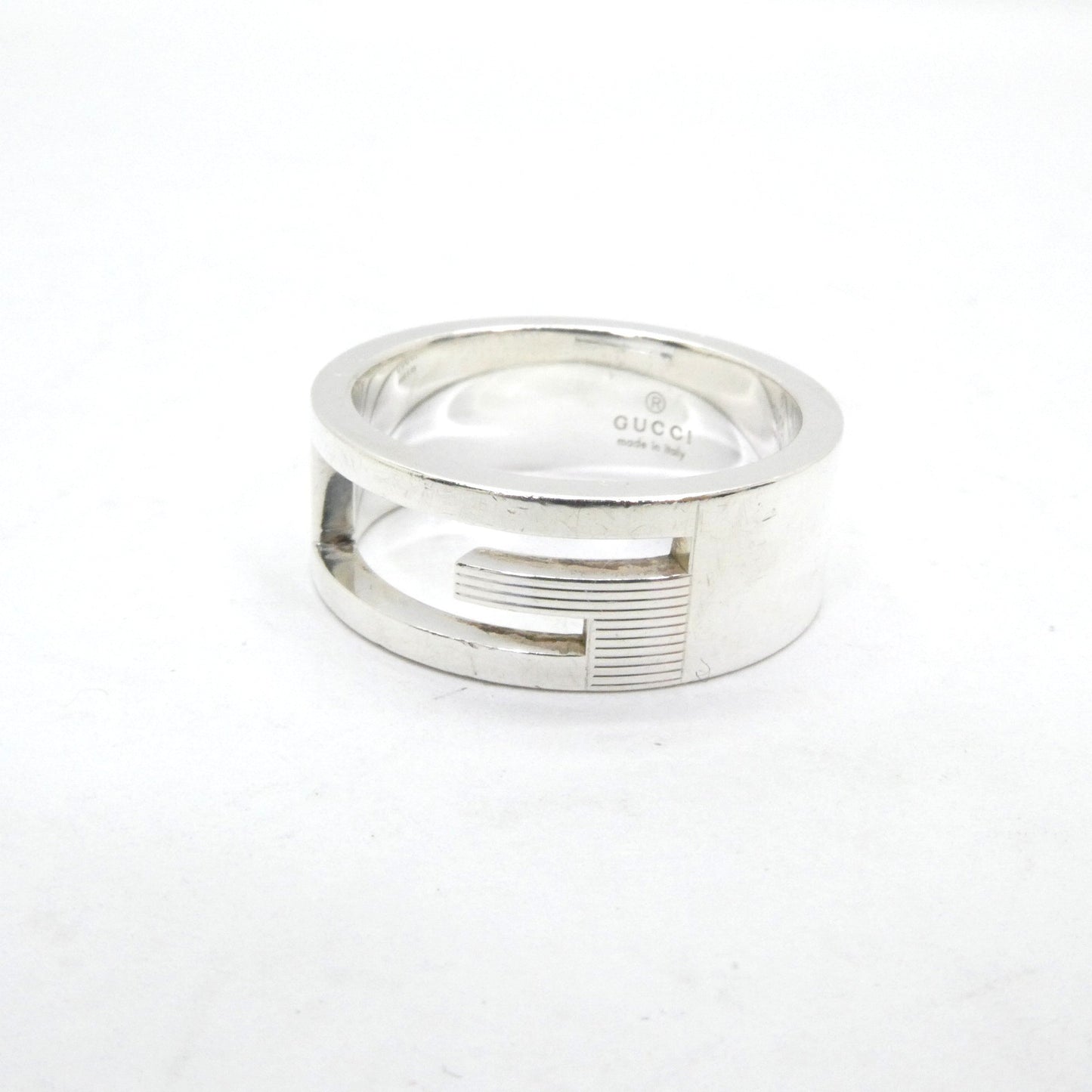 GUCCI Branded Regular G Logo 925 Silver Ring Size ONE SIZE