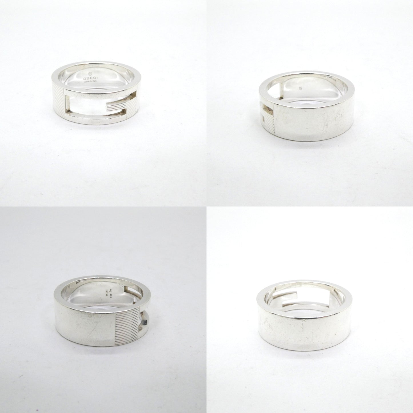 GUCCI Branded Regular G Logo 925 Silver Ring Size ONE SIZE