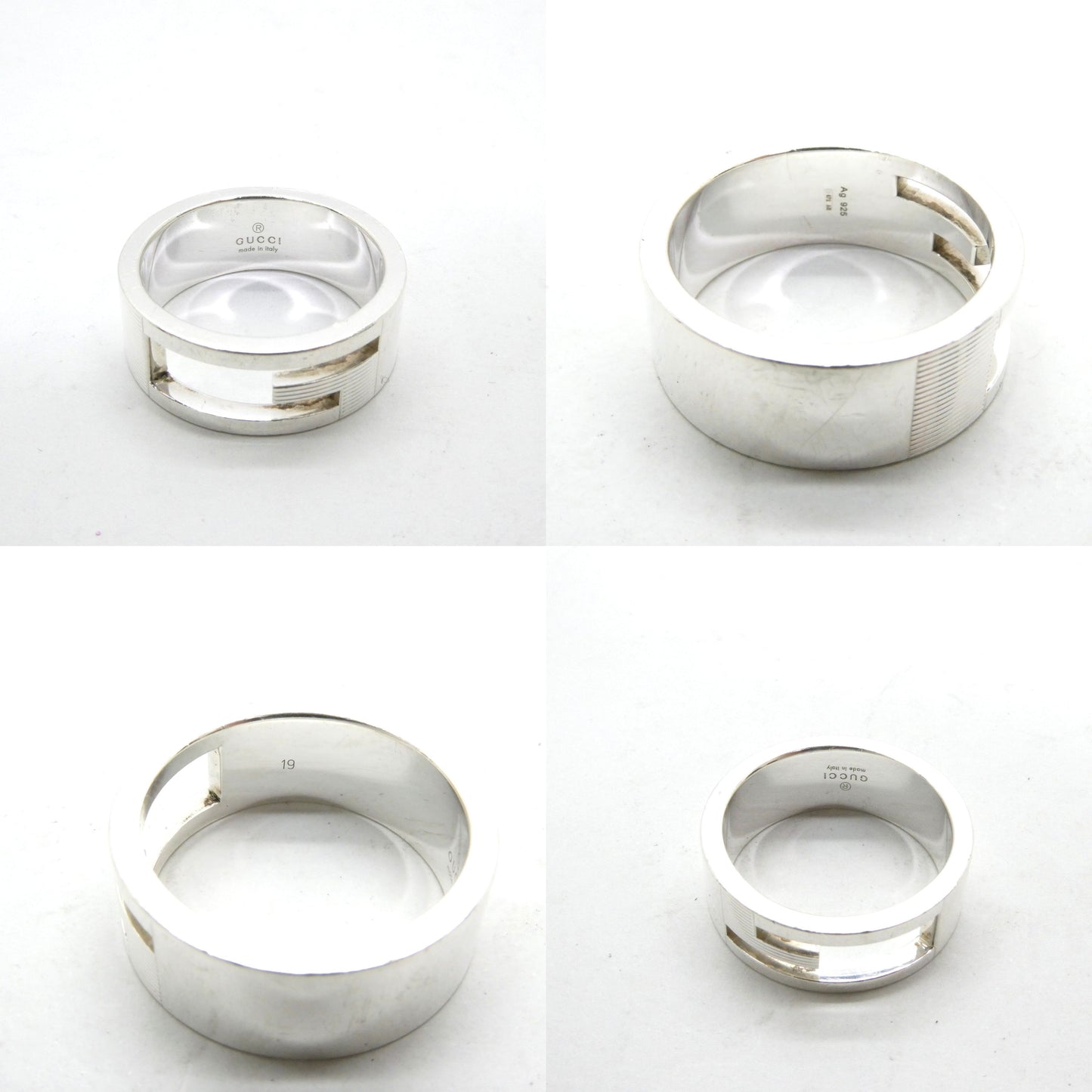 GUCCI Branded Regular G Logo 925 Silver Ring Size ONE SIZE