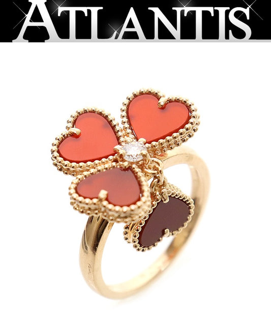 VanCleef Sweet Alhambra Carnelian 18K Pink Gold Ring Size 52