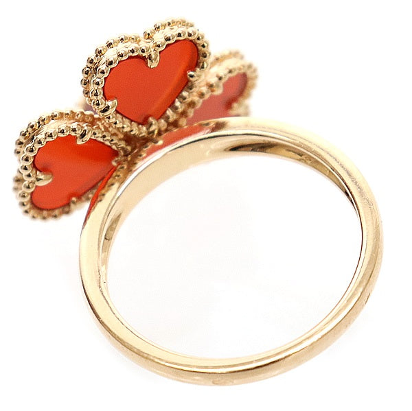 VanCleef Sweet Alhambra Carnelian 18K Pink Gold Ring Size 52