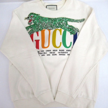 GUCCI Cities Sequin Panther Sweatshirt Off-White Size S