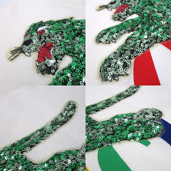 GUCCI Cities Sequin Panther Sweatshirt Off-White Size S