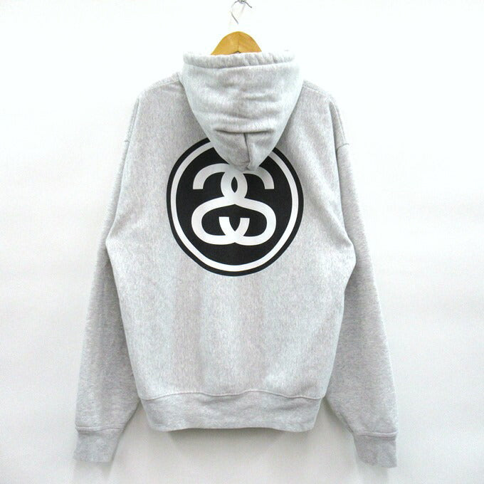 STUSSY Logo Print Pullover Hoodie Gray Size XL