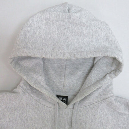 STUSSY Logo Print Pullover Hoodie Gray Size XL