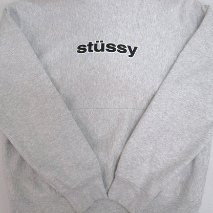 STUSSY Logo Print Pullover Hoodie Gray Size XL