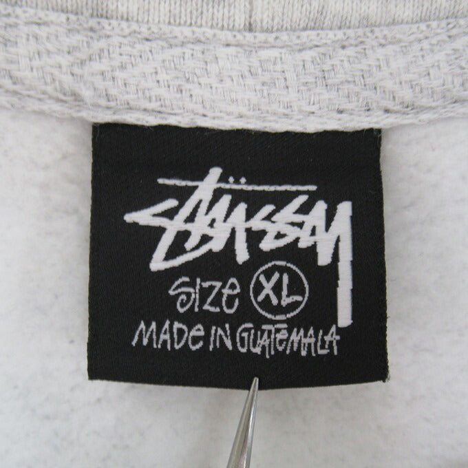 STUSSY Logo Print Pullover Hoodie Gray Size XL