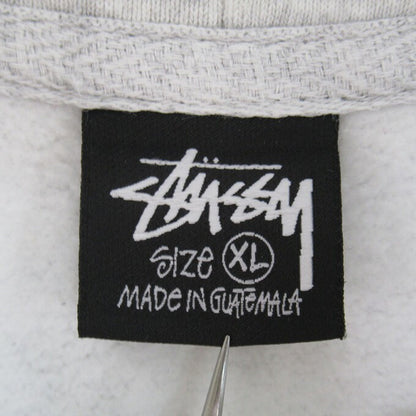 STUSSY Logo Print Pullover Hoodie Gray Size XL