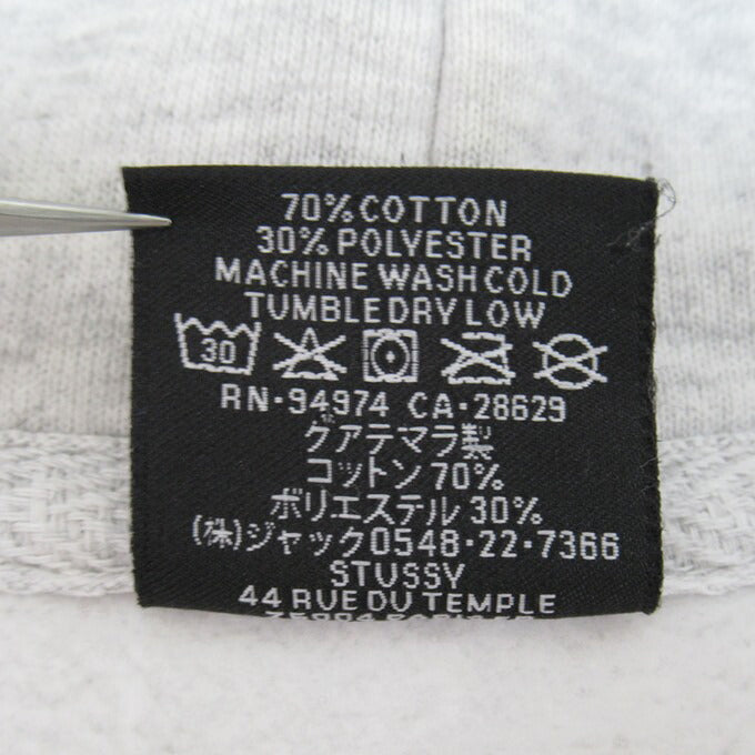 STUSSY Logo Print Pullover Hoodie Gray Size XL