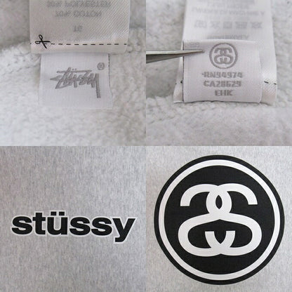 STUSSY Logo Print Pullover Hoodie Gray Size XL
