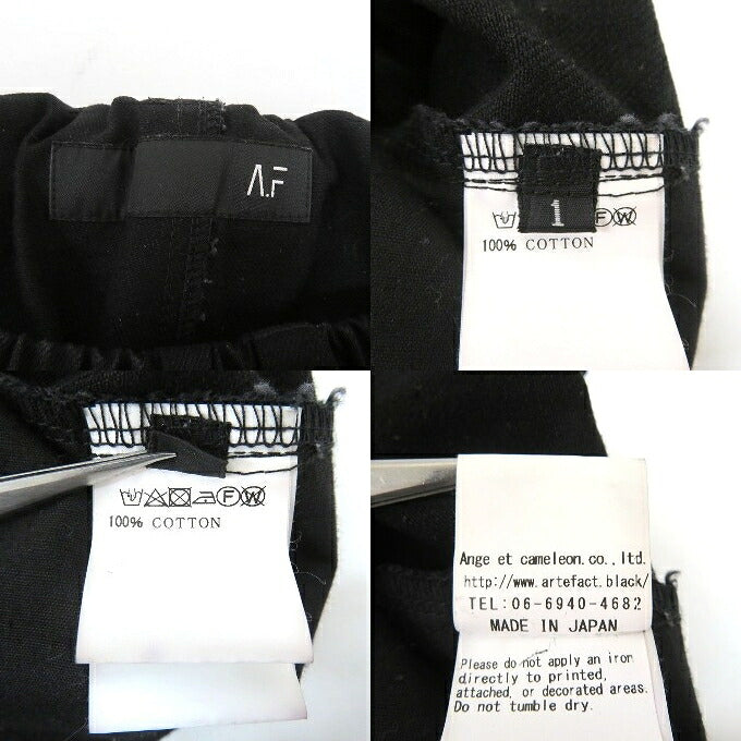 A.F ARTEFACT Tuck Wide Pants Black Size 1