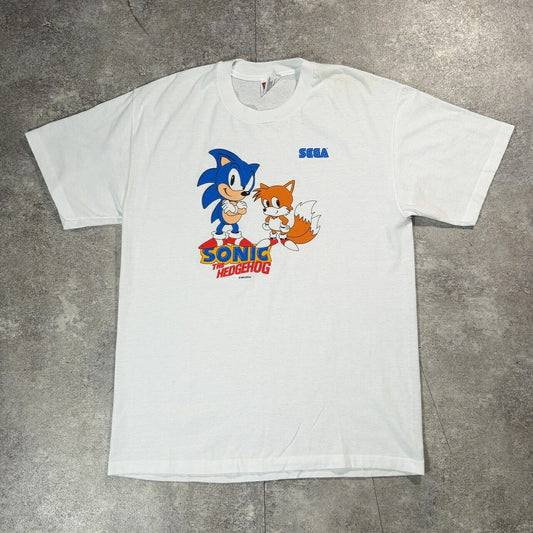 Hanes SEGA SONIC 90s Vintage Character T-Shirt White Size L