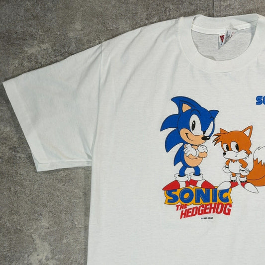 Hanes SEGA SONIC 90s Vintage Character T-Shirt White Size L