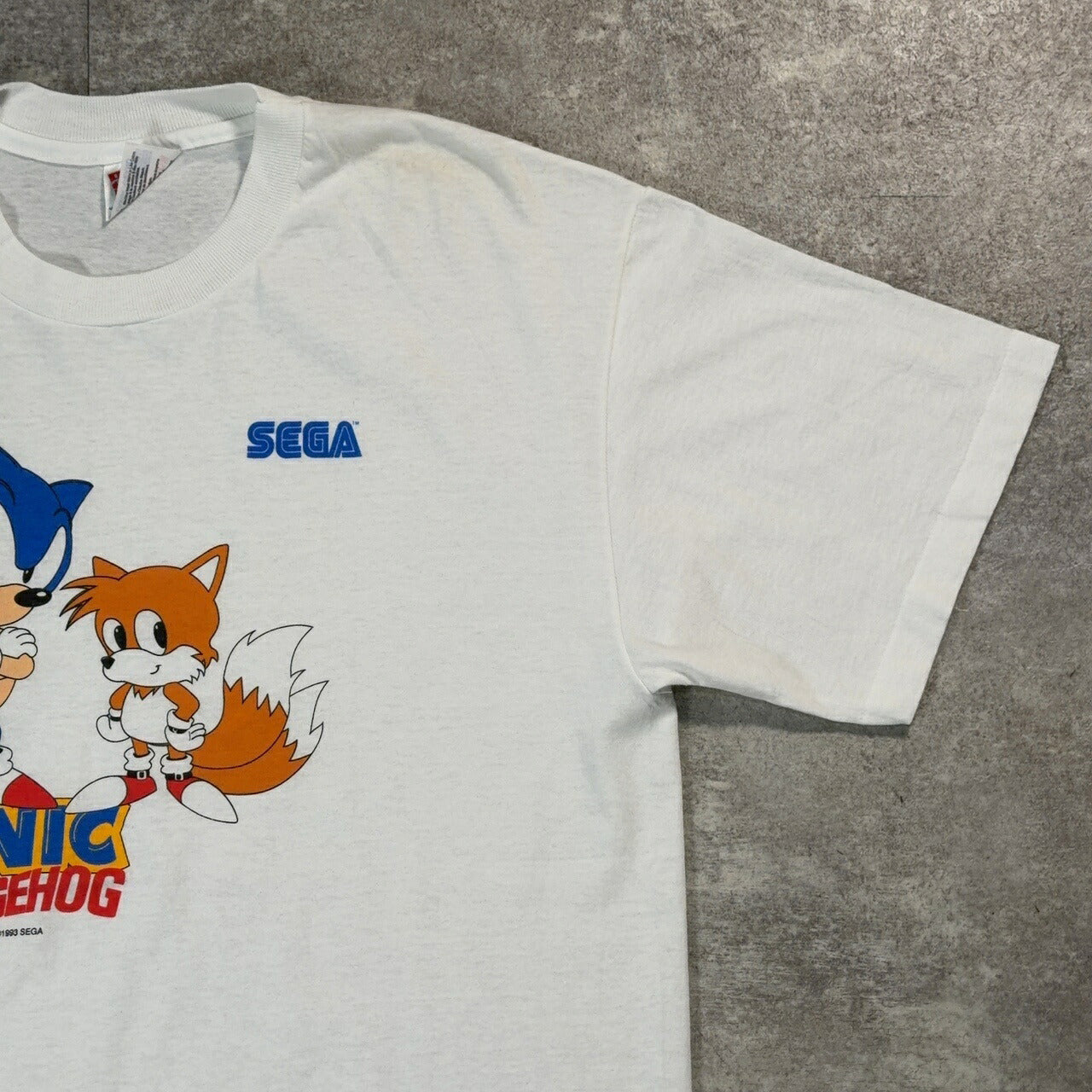 Hanes SEGA SONIC 90s Vintage Character T-Shirt White Size L