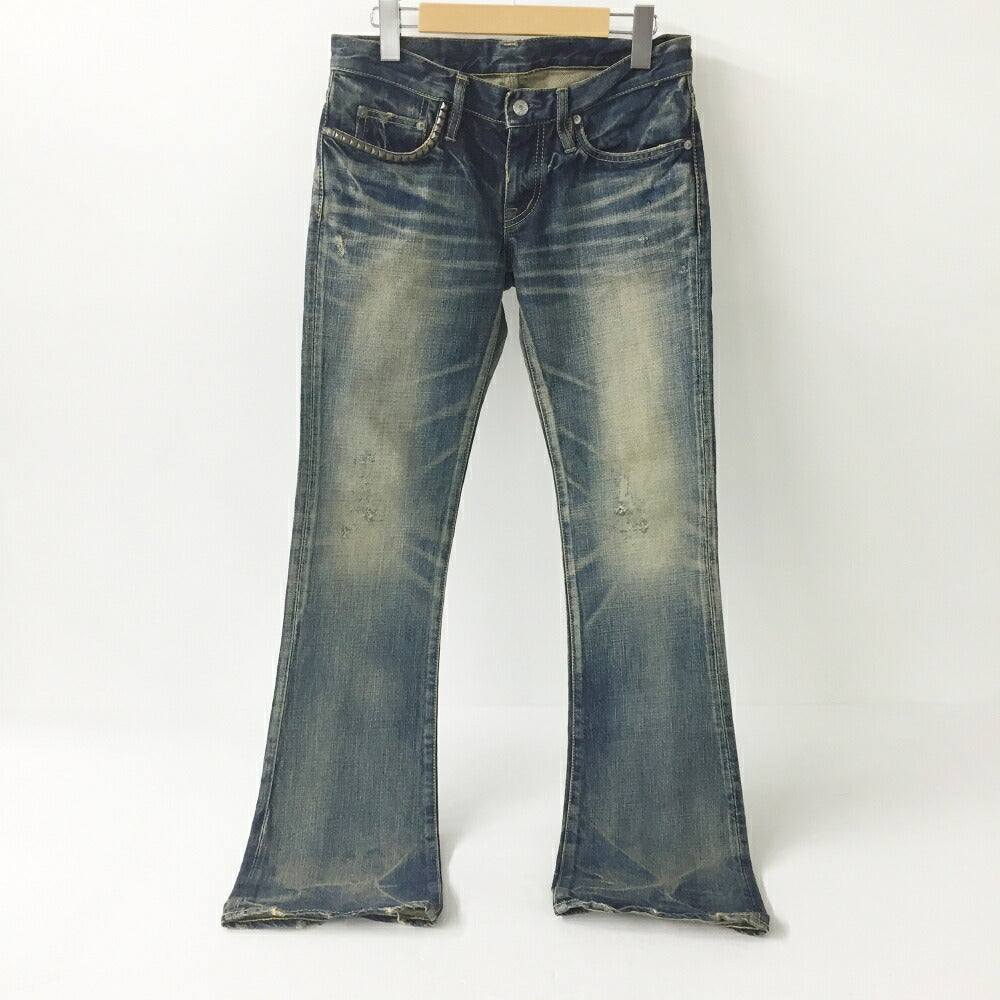 HYSTERIC GLAMOUR Studded Low-Rise Bootcut Boots Blue Size M