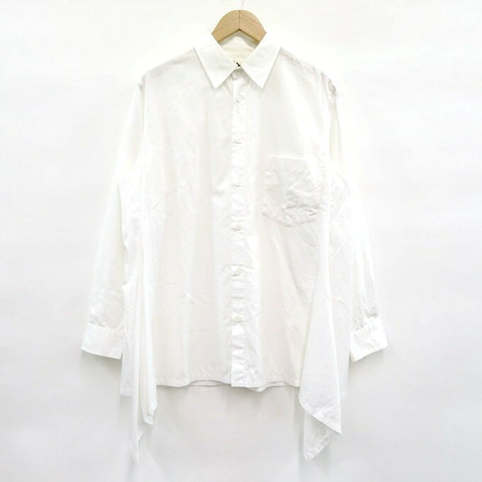 GroundY Cotton Asymmetric Long Sleeve Shirt White Size 3