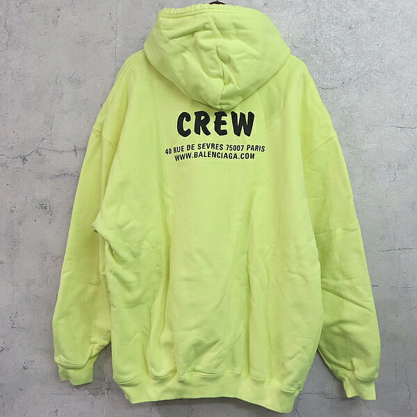 BALENCIAGA 20AW CREW Logo Pullover Hoodie Yellow Size XS