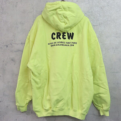 BALENCIAGA 20AW CREW Logo Pullover Hoodie Yellow Size XS