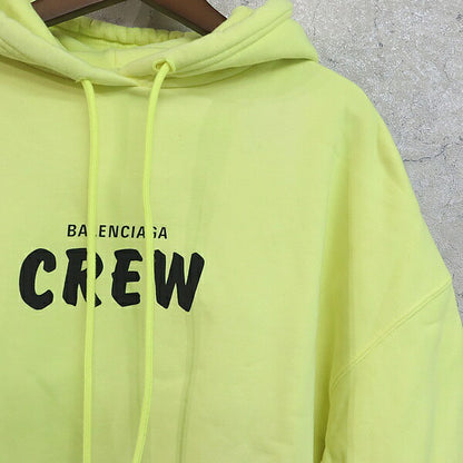 BALENCIAGA 20AW CREW Logo Pullover Hoodie Yellow Size XS