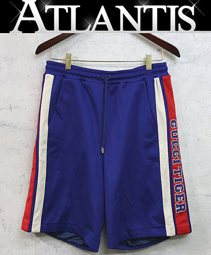 GUCCI Tiger Jersey Shorts Blue Size S