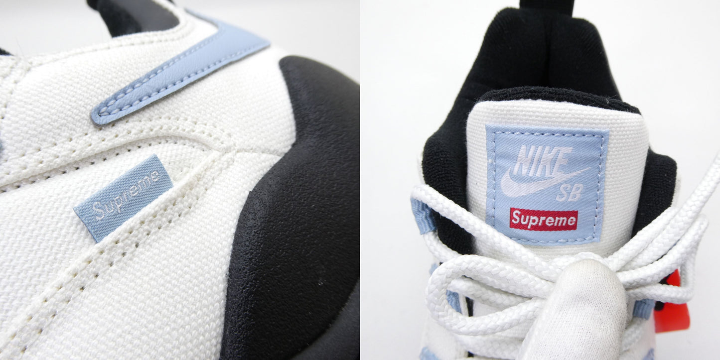 Supreme x Nike SB Darwin Low Sail Border Blue Sneakers