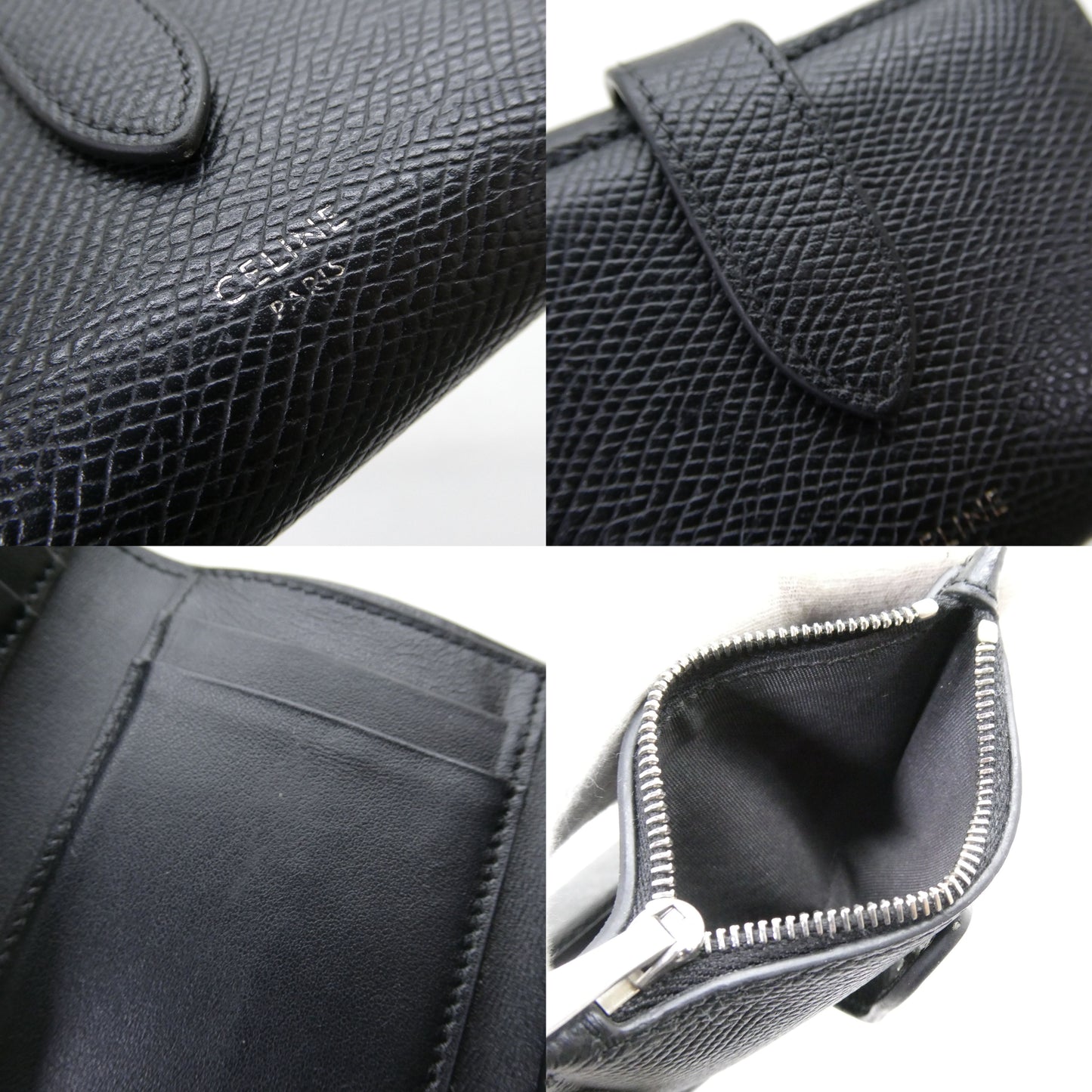 CELINE Grained Calfskin Fine Tri-fold Wallet Size ONE SIZE