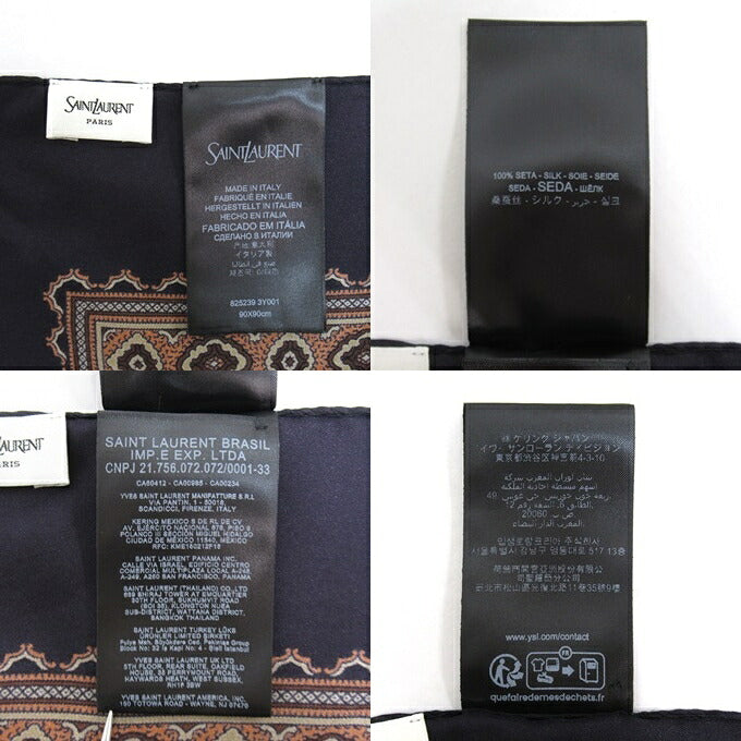 SAINT LAURENT Medallion Silk Twill Scarf Size ONE SIZE