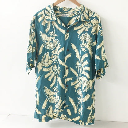 SUN SURF Honeysuckle Hawaiian Shirt Green Size XL