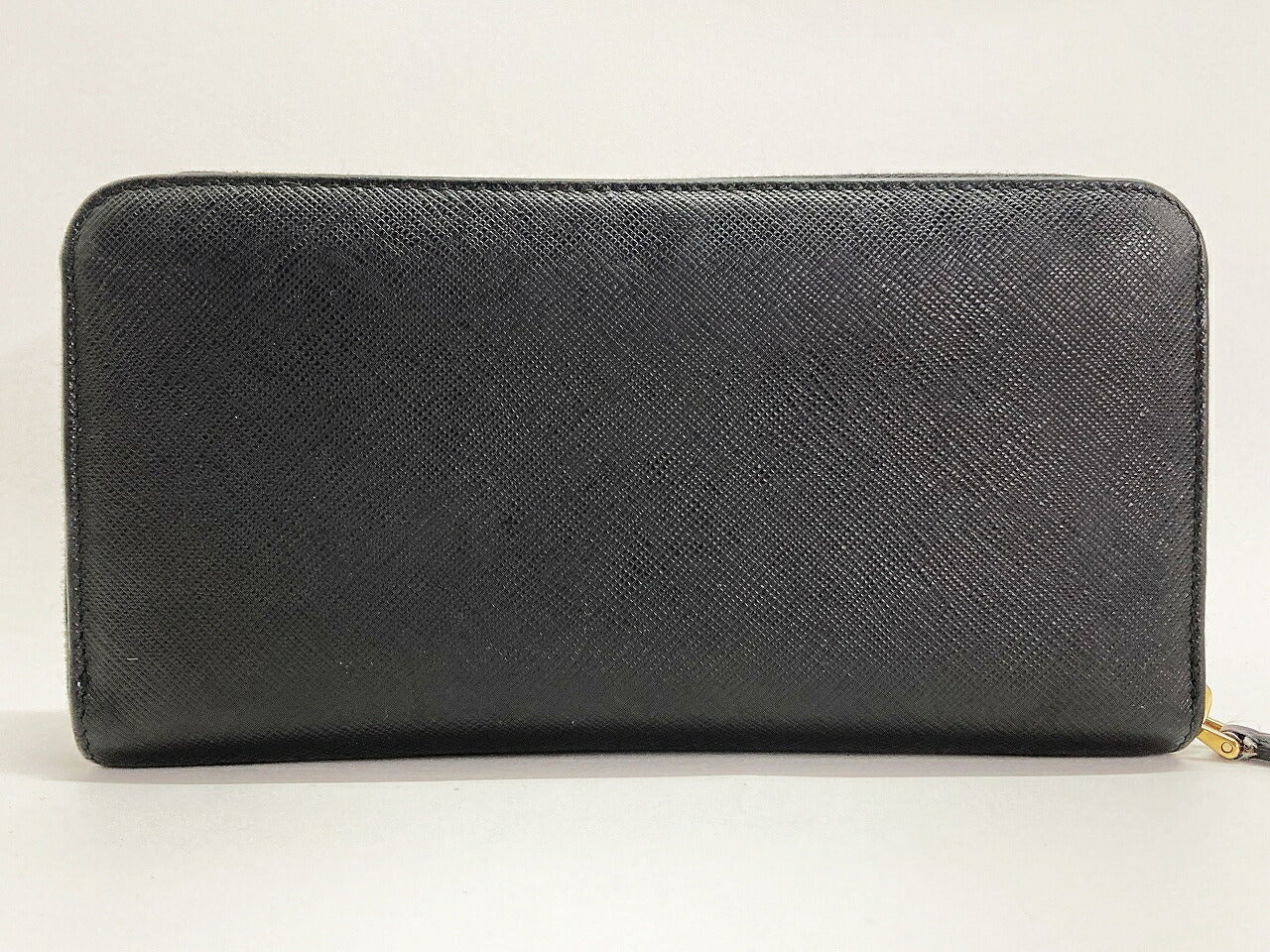 PRADA Black Round Zipper Long Wallet Size ONE SIZE