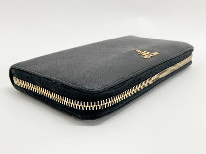 PRADA Black Round Zipper Long Wallet Size ONE SIZE