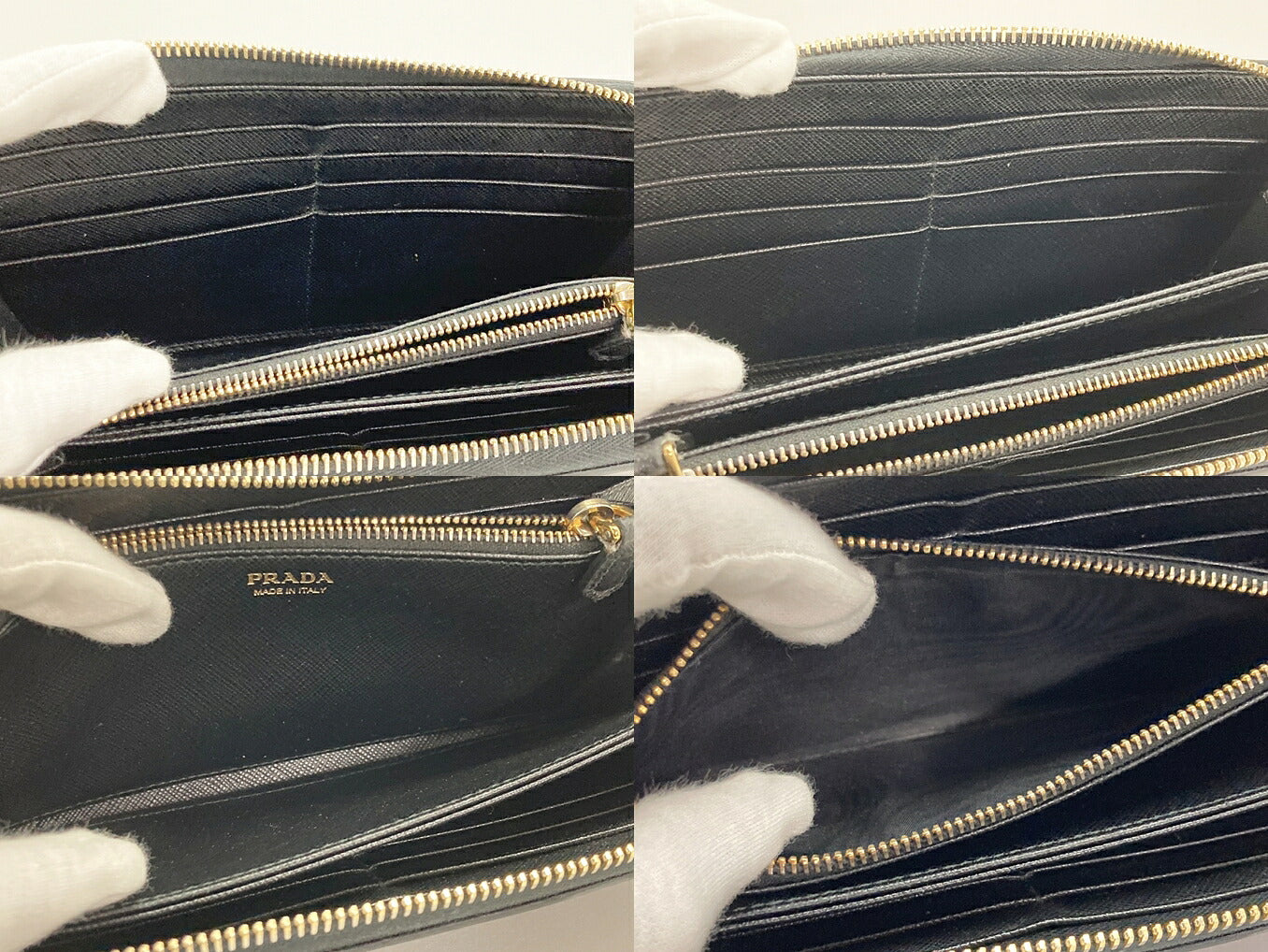 PRADA Black Round Zipper Long Wallet Size ONE SIZE