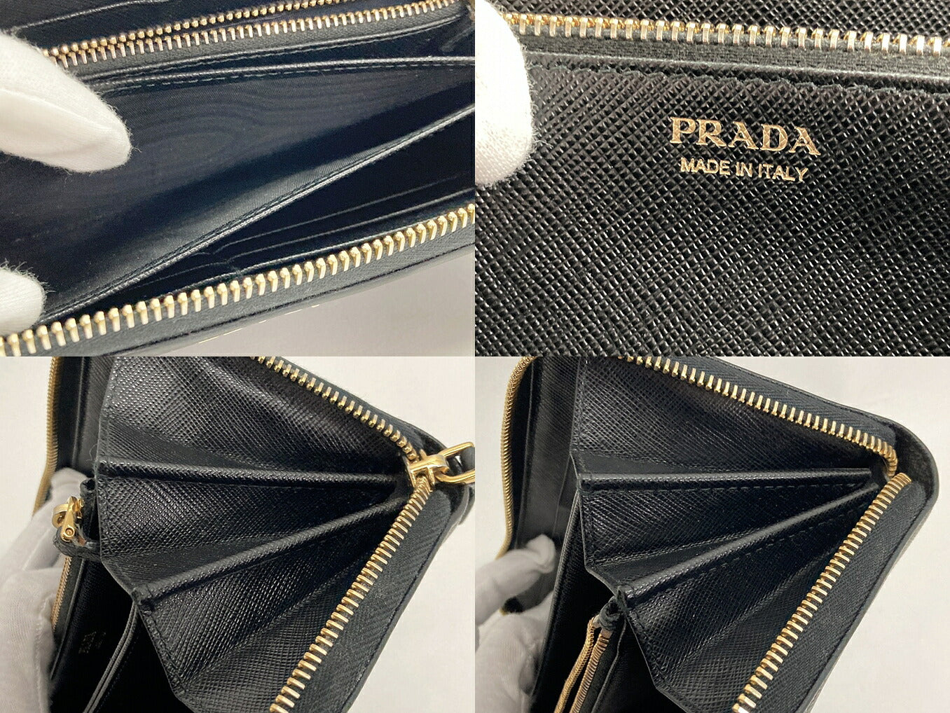 PRADA Black Round Zipper Long Wallet Size ONE SIZE