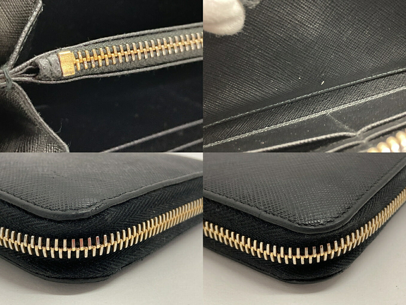 PRADA Black Round Zipper Long Wallet Size ONE SIZE