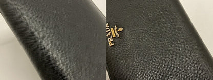 PRADA Black Round Zipper Long Wallet Size ONE SIZE