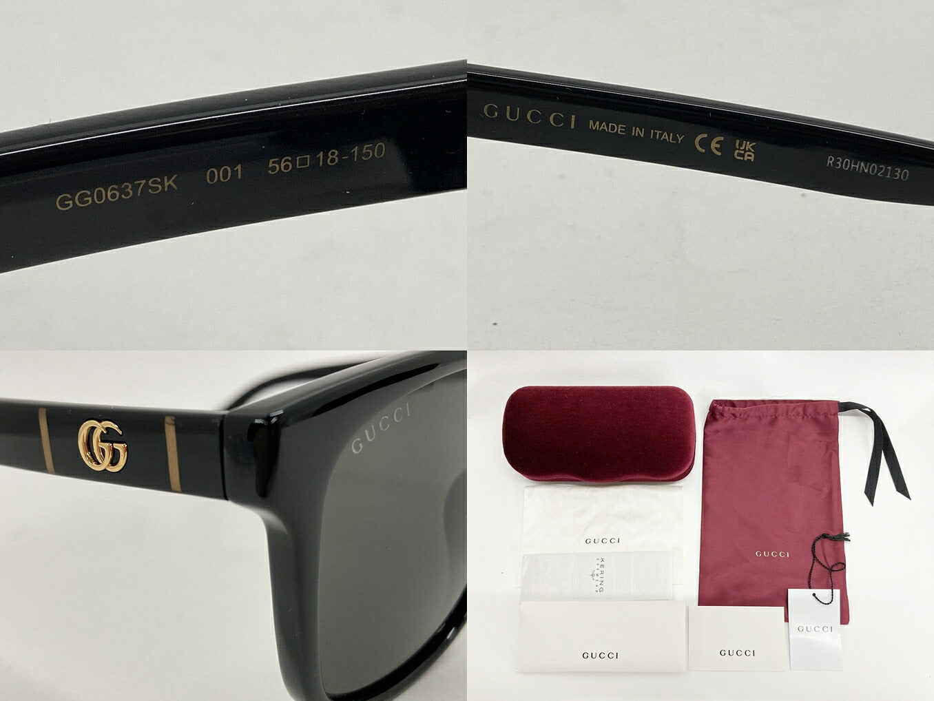 GUCCI GG0637SK Black Dark Gray Lens Sunglasses Size 56