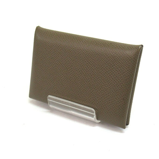 HERMES Calvi Brown Leather Card Case Size ONE SIZE
