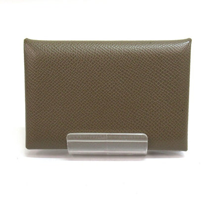HERMES Calvi Brown Leather Card Case Size ONE SIZE