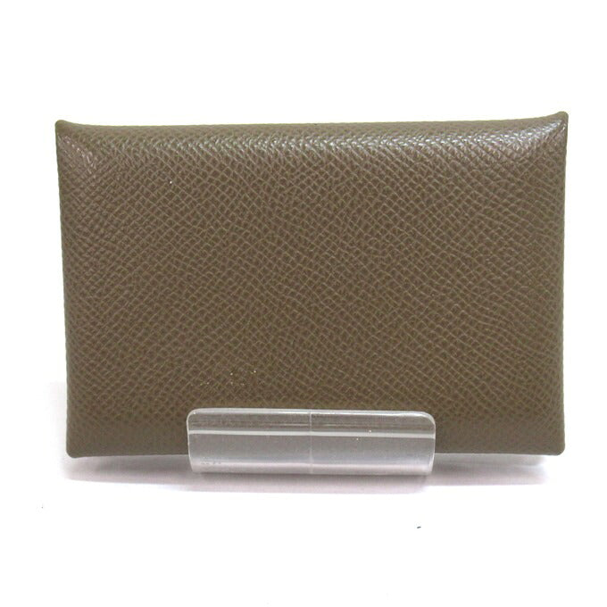 HERMES Calvi Brown Leather Card Case Size ONE SIZE