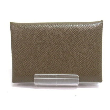 HERMES Calvi Brown Leather Card Case Size ONE SIZE