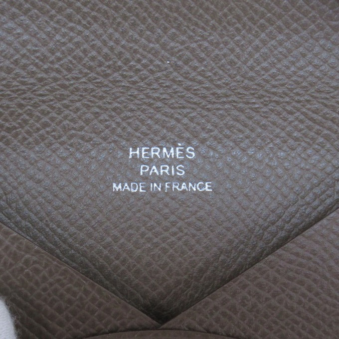 HERMES Calvi Brown Leather Card Case Size ONE SIZE