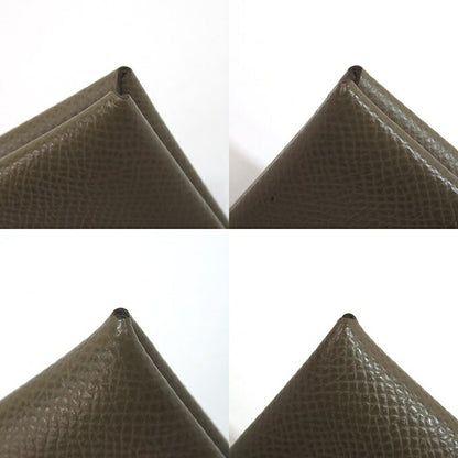 HERMES Calvi Brown Leather Card Case Size ONE SIZE