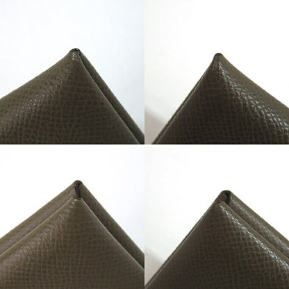 HERMES Calvi Brown Leather Card Case Size ONE SIZE