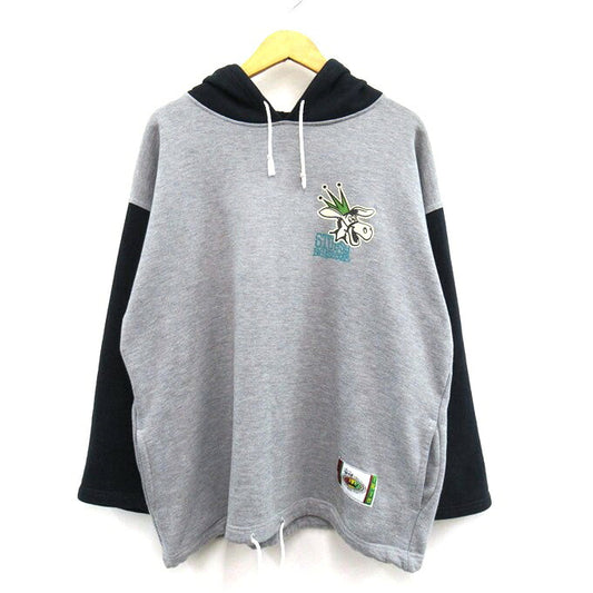 STUSSY 90s Big Ass Gear Donky Pullover Hoodie Gray Size FREE